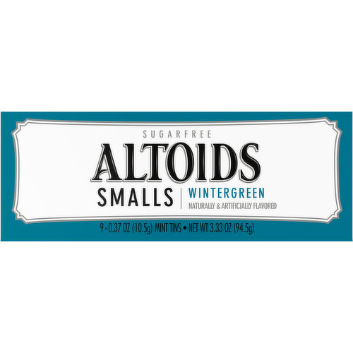 Altoids Smalls Sugar Free Wintergreen Mints, 0.37-Ounce Tins (2 Packs of 9)  
