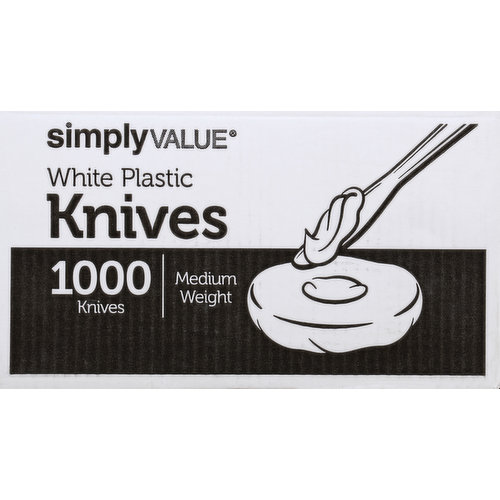 Simply Value Knives, White Plastic, Medium Weight