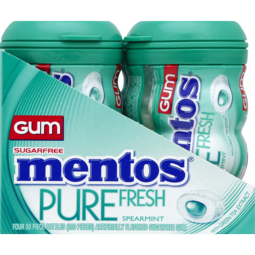 Mentos Gum, Sugarfree, Spearmint, with Green Tea Extract