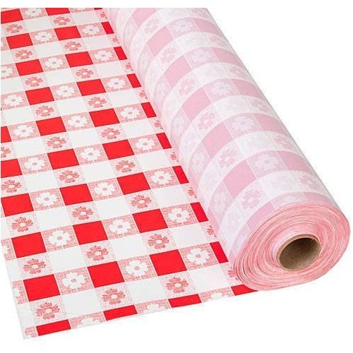 Red Gingham Table Roll Cover 40 x 300 Inch