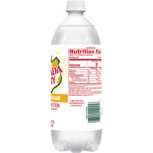 Canada Dry Tonic Water, Zero Sugar
