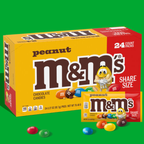 M&M'S M&M's King Size Peanut Chocolate Candy Bulk Box, 24 ct