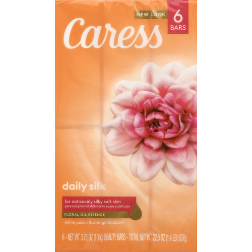 Caress Beauty Bars, Daily Silk, White Peach & Orange Blossom