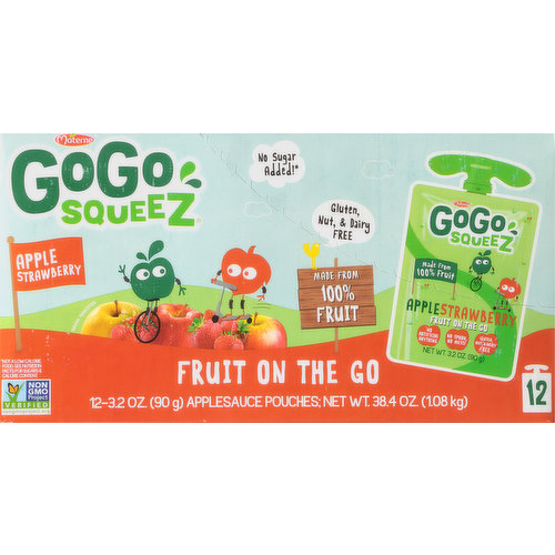 GoGo Squeez Applesauce, Apple Strawberry, Fruit on the Go