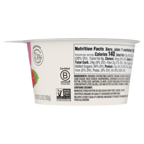 So Delicious Dairy Free Coconut Raspberry Yogurt Alternative