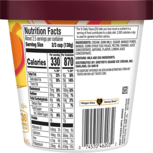 Haagen-Dazs Ice Cream, Creamy Mango