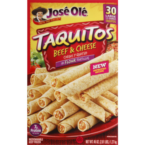 Jose Ole Taquitos, Beef & Cheese, Large