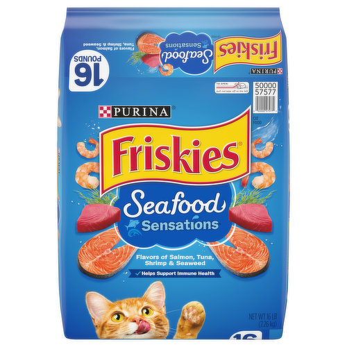 Friskies Cat Food, Salmon, Tuna, Shrimp & Seaweed, Seafood Sensations