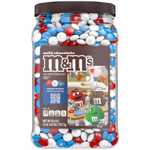 M&M's Chocolate Candies, Red, White & Blue Mix, Milk Chocolate