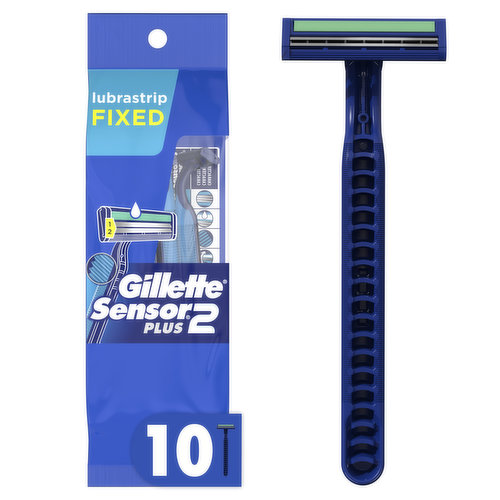 Gillette Sensor2 Plus Men's Disposable Razors, 10 Ct