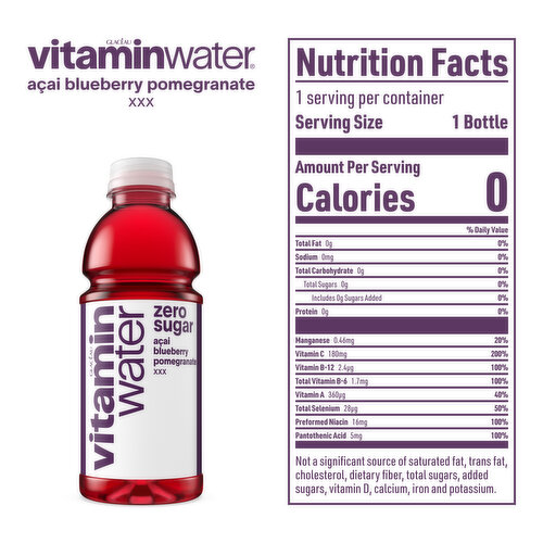 vitaminwater  Sugar xxx Açai Blueberry Pomegranate Nutrient Enhanced Flavored Water Beverage