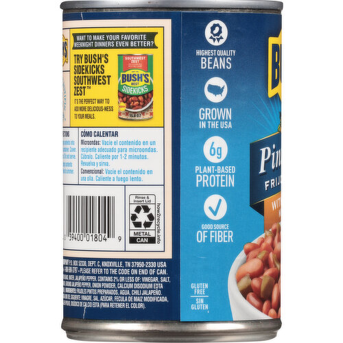 Bush's Best Pinto Beans, with Jalapenos, Medium Heat