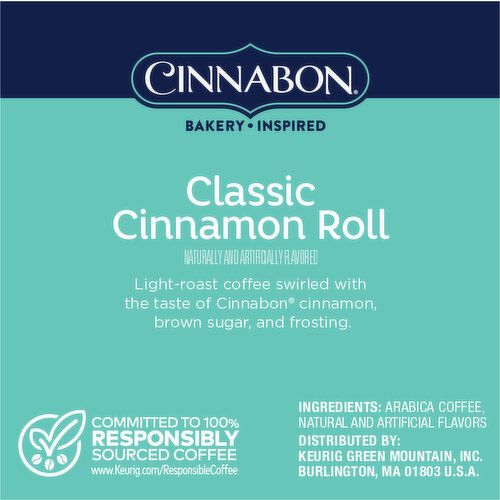 Cinnabon Coffee, Classic Cinnamon Roll, K-Cup Pods