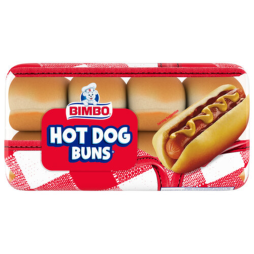 Bimbo White Hot Dog Buns, 8 count, 14 oz
