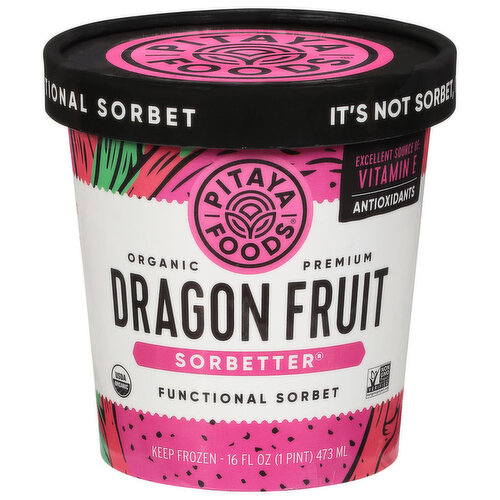 Pitaya Foods Sorbetter, Organic, Dragon Fruit, Premium