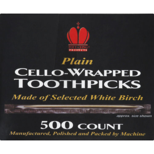 Poly King Toothpicks, Plain, Cello-Wrapped