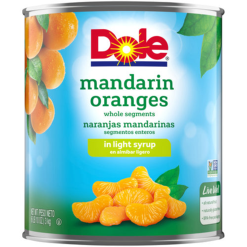 Dole Mandarin Oranges Whole Segments In Light Syrup