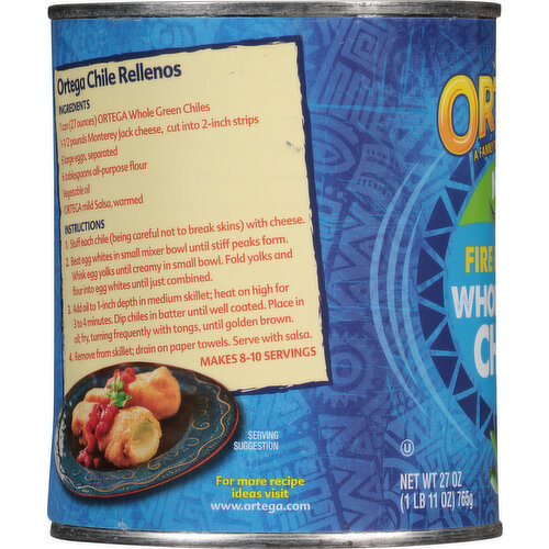 Ortega Green Chiles, Fire Roasted, Mild, Whole