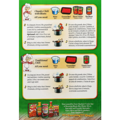 Tony Chachere's Seasoning Mix, Chili, Original