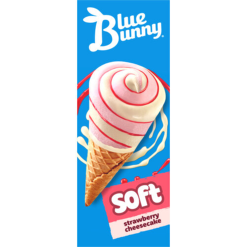 Blue Bunny Frozen Dairy Dessert, Soft, Strawberry Cheesecake