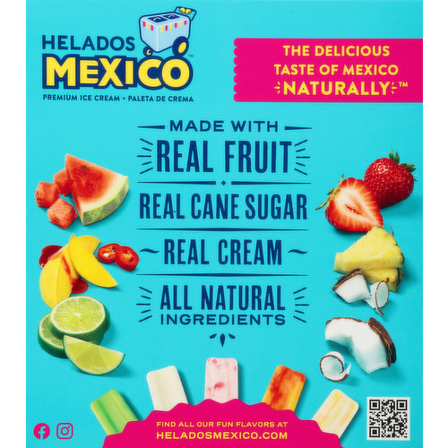 Helados Mexico Ice Cream Bars, Premium, Mango