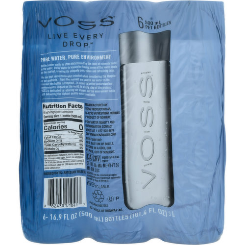 VOSS Artesian Still Water, 500 ml Plastic Bottles (Pack of 24) 500 ml (Pack  of 24) Original NEW 