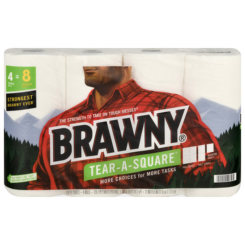 Brawny Paper Towels, Double Rolls, 2-Ply