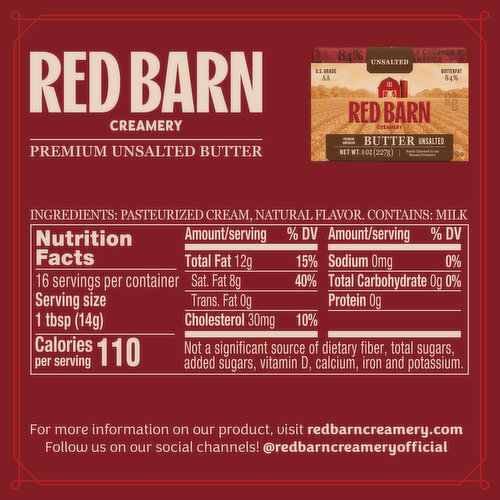 Red Barn Creamery Premium Unsalted Butter Image 3 of 7
