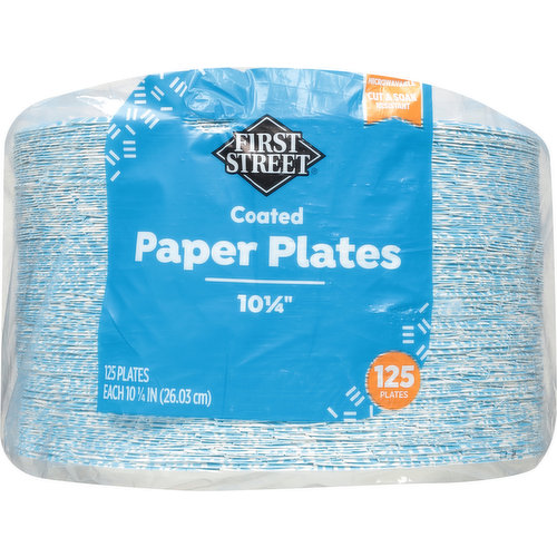 First Street Paper Plates, Coated, 10.25 Inch