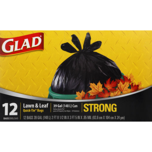 Glad Lawn & Leaf Bags, Strong, Quick-Tie