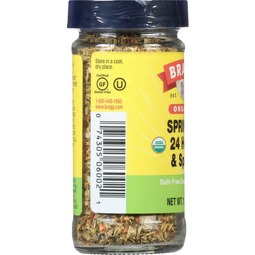 Bragg Salt-Free Seasoning Blend, Sprinkle, 24 Herbs & Spices, Organic
