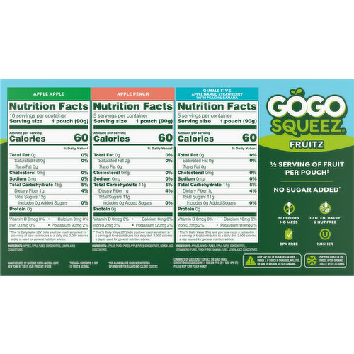 GoGo Squeez Apple Apple/Apple Peach/Gimme Five Fruitz Variety Pack