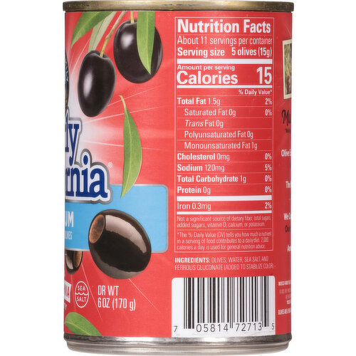 Early California Olives, Ripe, Pitted, Medium