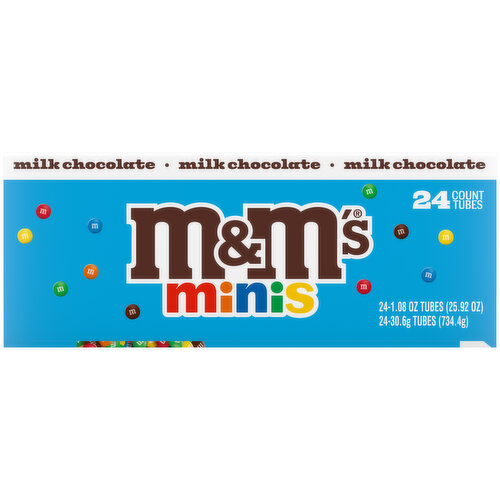 M&M'S M&M'S Minis Milk Chocolate Candy, 1.08 Oz Tubes, 24Ct (Package May Vary)