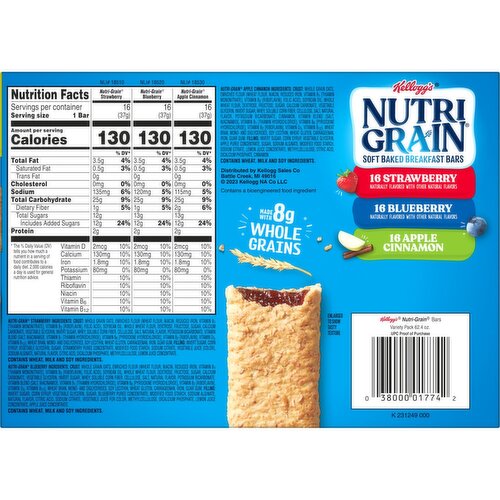Nutri-grain Soft Baked Breakfast Bars, Variety Pack