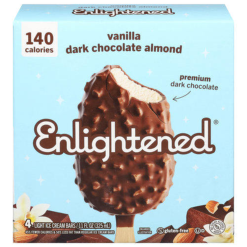 Enlightened Ice Cream Bars, Light, Vanilla Dark Chocolate Almond