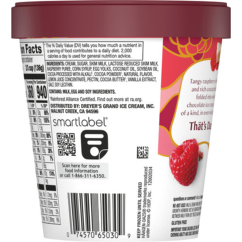 Haagen-Dazs Ice Cream, White Chocolate Raspberry Truffle