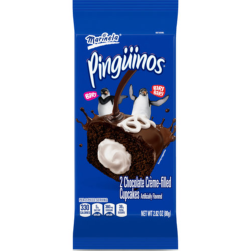 Marinela Marinela Pingüinos Chocolate Crème Filled Cupcakes, Twin Pack, 2.82 oz
