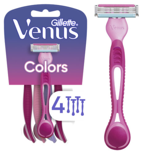 Venus Simply 3 Colors Disposable Razors, 4 Count