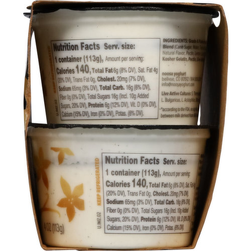 Noosa Finest Yoghurt, Vanilla Bean, Blended, 4 Pack