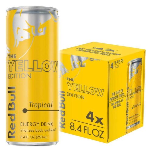 Red Bull Yellow Edition Energy Drink, Tropical, 80mg Caffeine, 8.4 fl oz
