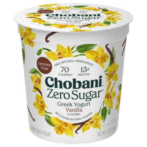 Chobani Greek Yogurt, Nonfat, Vanilla, Lactose Free, Zero Sugar