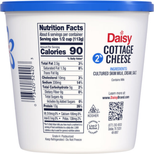 Daisy Low Fat 2% Milkfat Small Curd Cottage Cheese