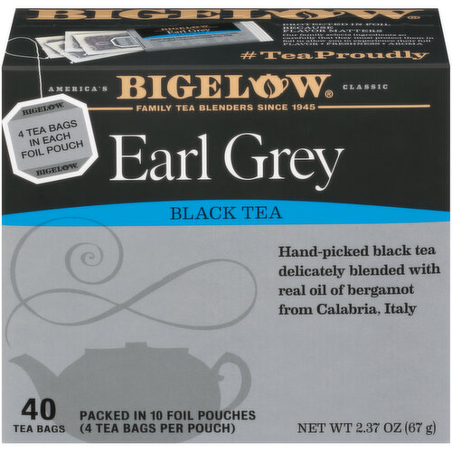 Bigelow Black Tea, Earl Grey, Tea Bags