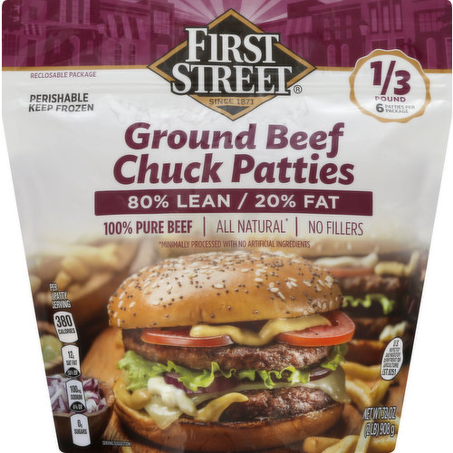 First Street Patties, Ground Beef, Chuck