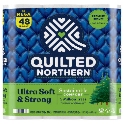 QUILTED NORTHERN Toilet Paper, Unscented, Mega Rolls, 2-Ply