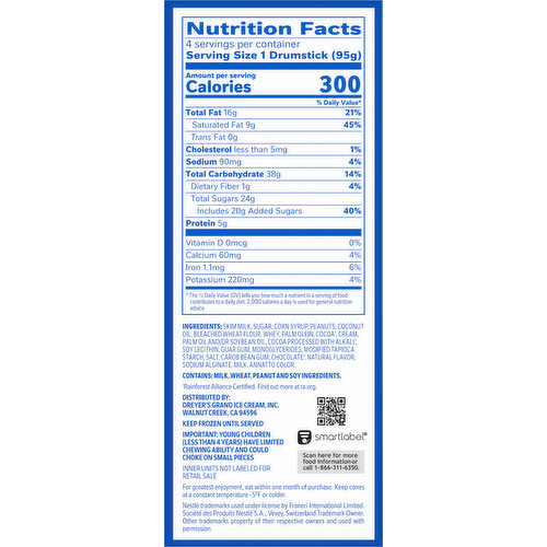 Drumstick Vanilla Fudge Frozen Dairy Dessert Cones