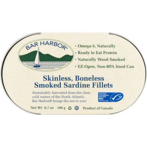 Bar Harbor Sardine Fillets, Skinless, Boneless, Smoked