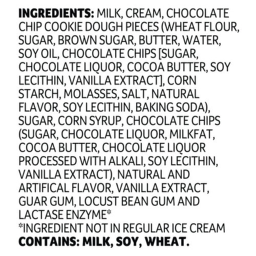 Lactaid Ice Cream, Lactose Free, Chocolate Chip Cookie Dough
