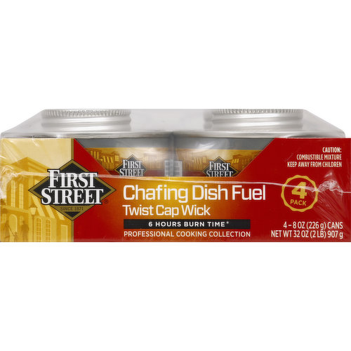 First Street Dish Fuel, Chafing, Twist Cap Wick, 4 Pack